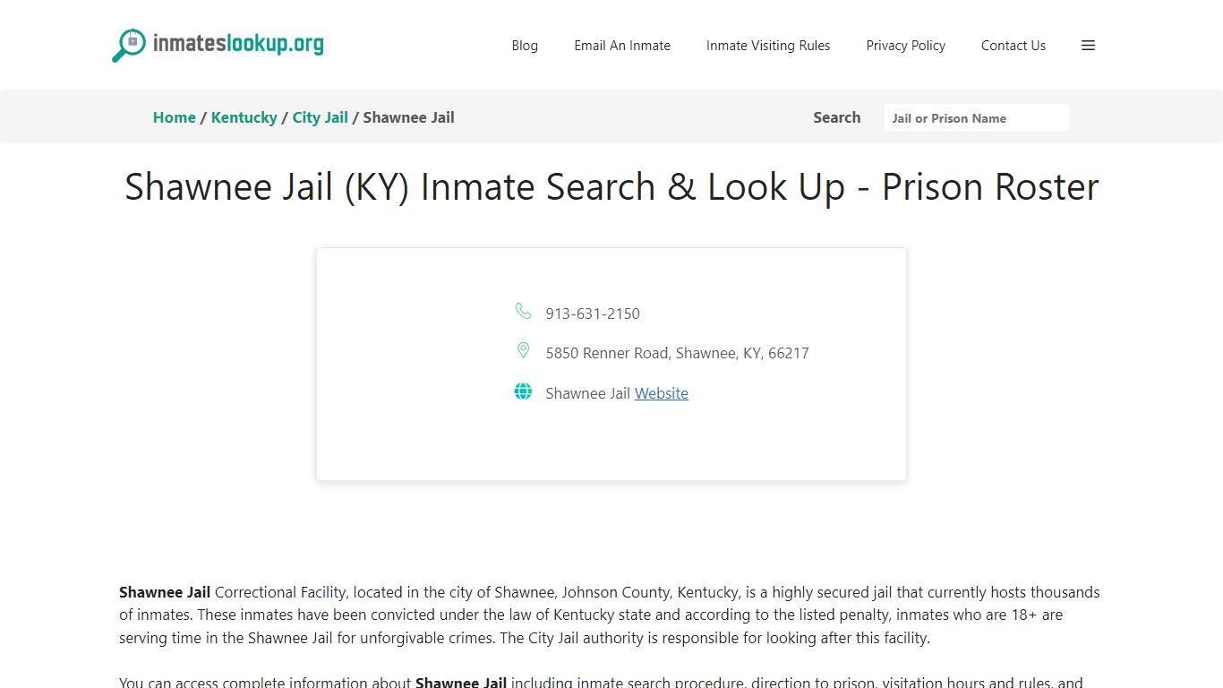 Shawnee Jail (KY) Inmate Search & Look Up - Prison Roster